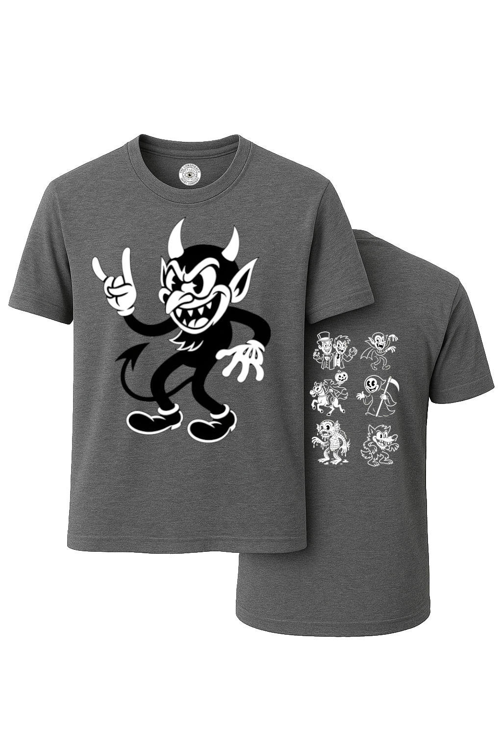 Rubber Hose the devil Vintage Cartoon Monster T-Shirt (Black)